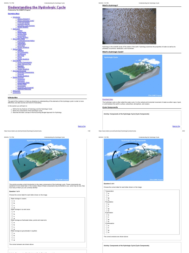 Understanding The Hydrologic Cycle | PDF