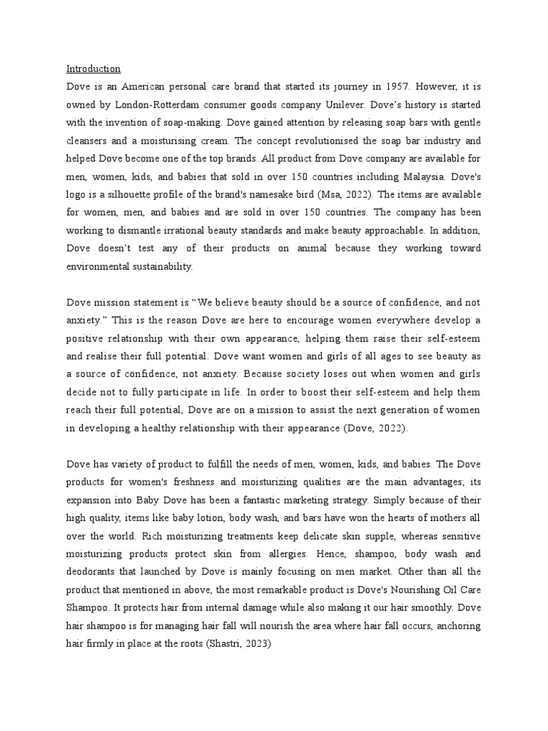 Analysis Of Dove Pdf