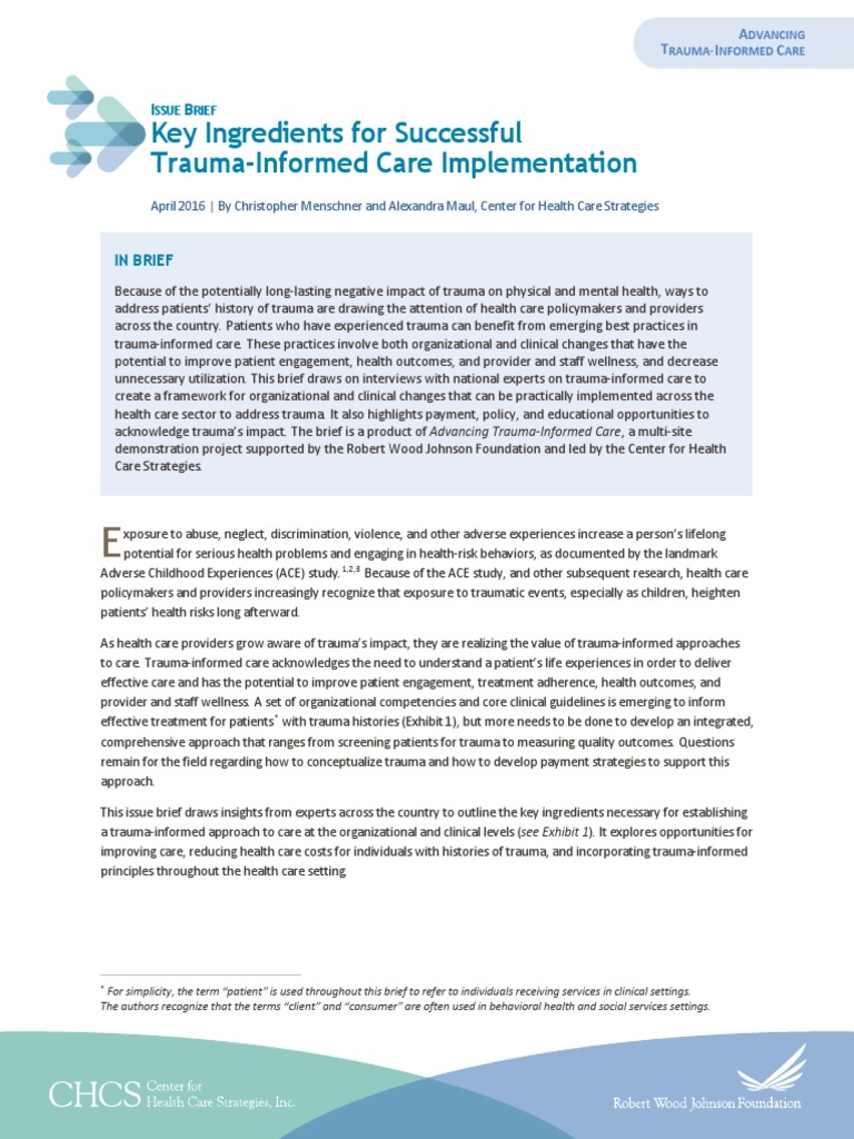 Key Ingredients for Trauma-Informed Care | PDF | Psychological Trauma ...