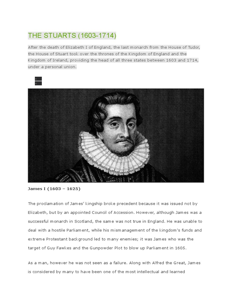 The Stuart Dynasty: 1603-1714 Overview | PDF | Stuart England | Early ...