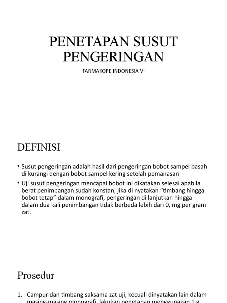 Penetapan Susut Pengeringan Farmakope | PDF