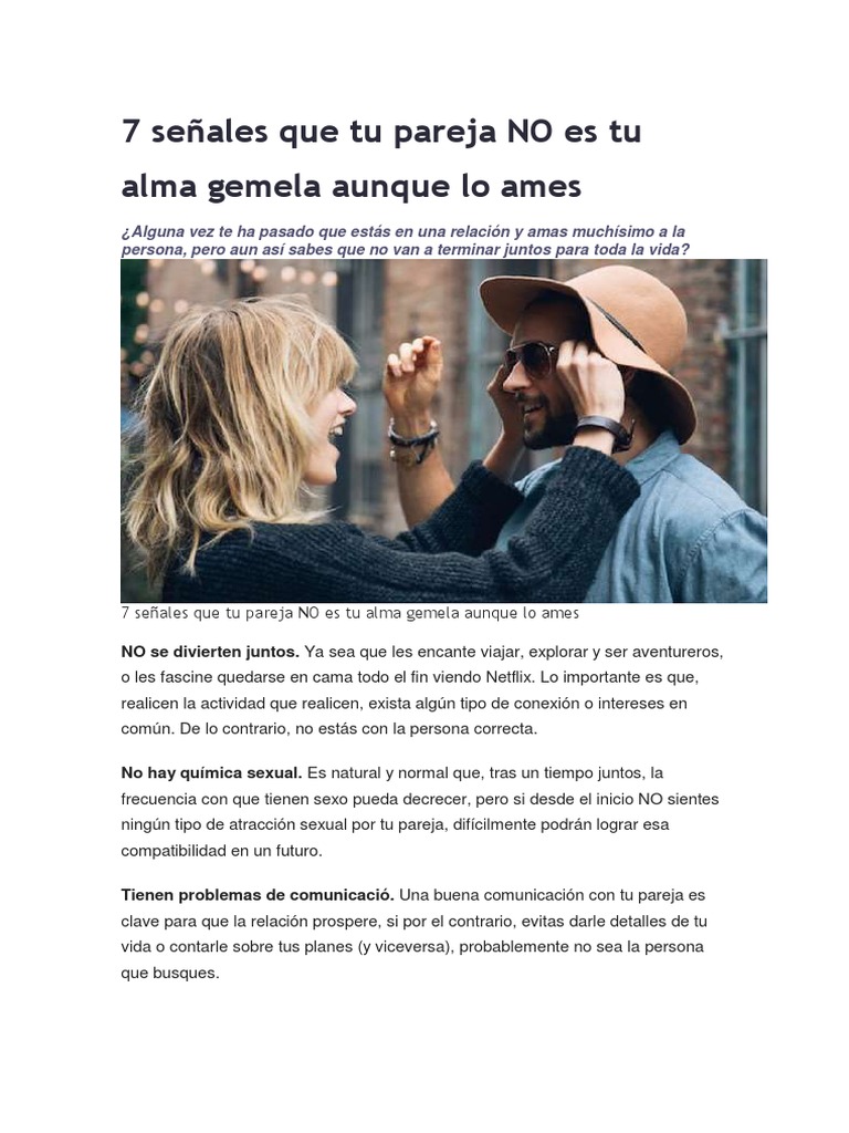 7 Señales Que Tu Pareja NO Es Tu Alma Gemela Aunque Lo Ames | PDF