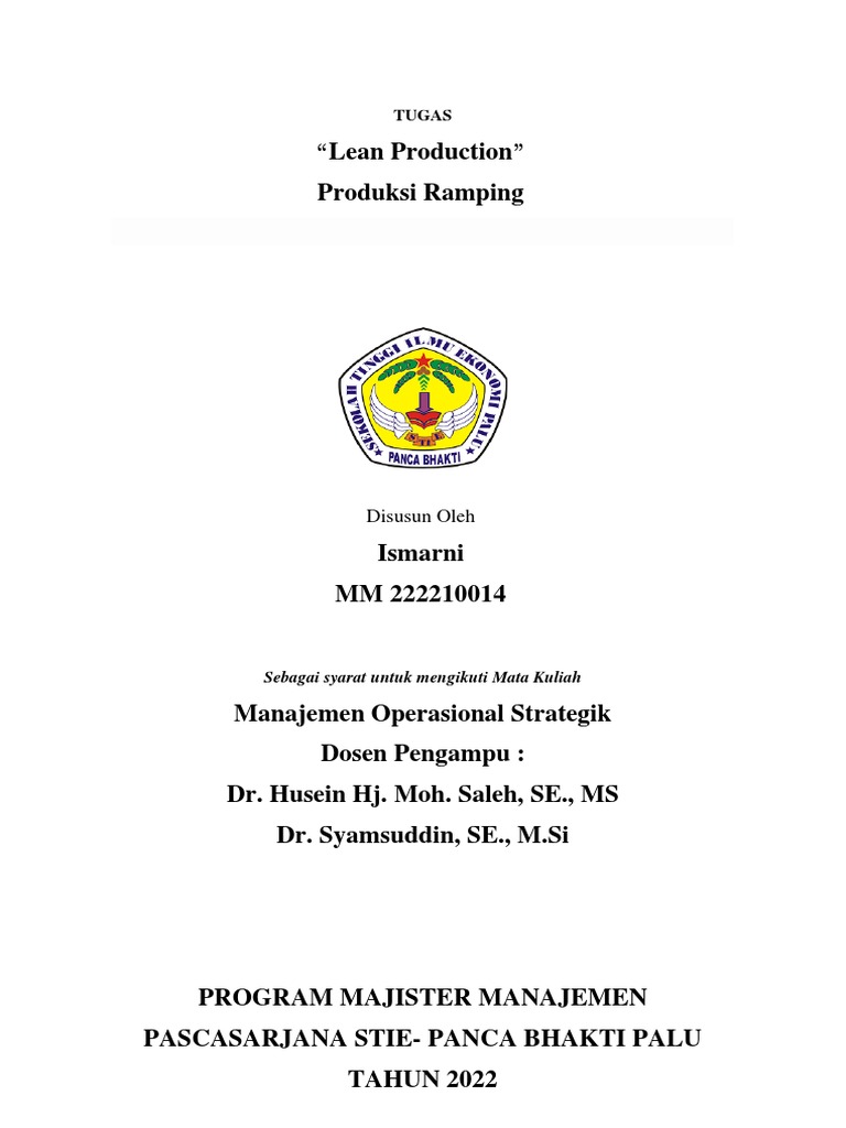 Tugas Lean Production Ismarni | PDF