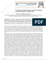 In Primary Education - Development of Mother Language and Basic Competences in Increasing The Efficiency of Study Lessons