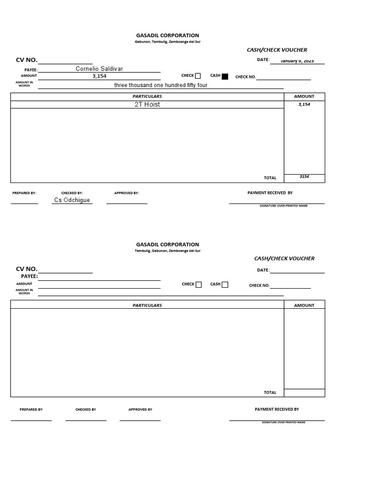 Check or Cash Voucher Final | PDF