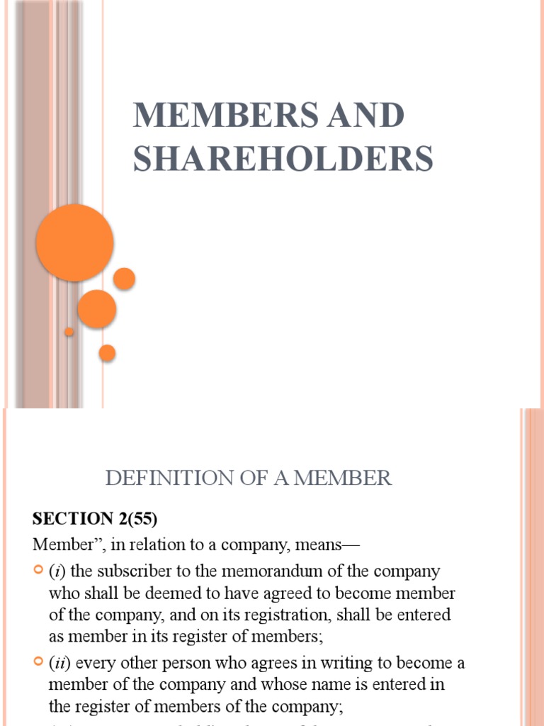 Members vs Shareholders in Company Law | PDF | Companies | Holding Company