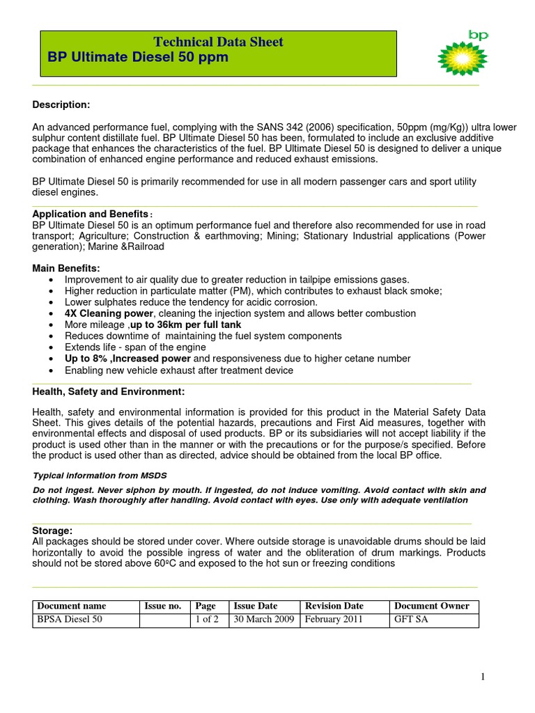 BP Diesel PDF Diesel Fuel Exhaust Gas