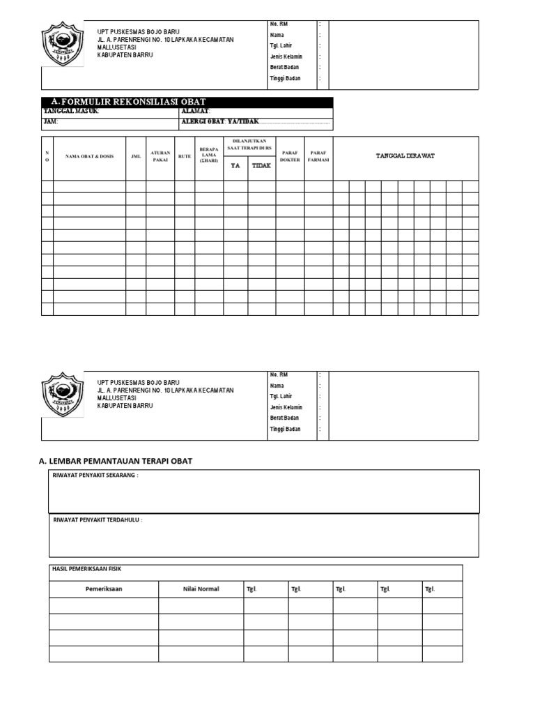 Form Rekonsiliasi, Pto Dan Visite | PDF
