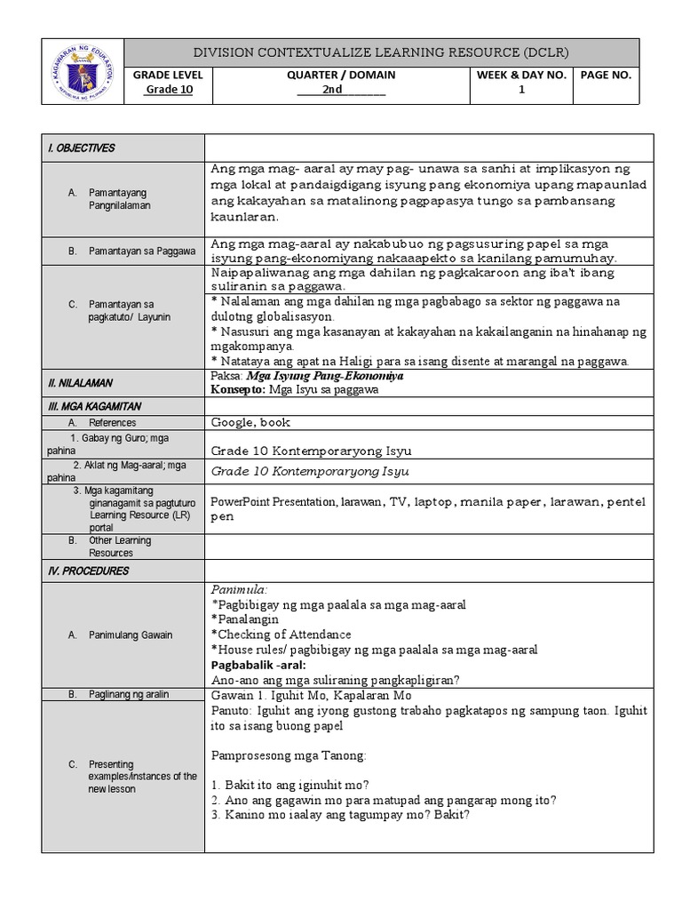 Lesson Plan 2nd Quarter Week 3 4 Pdf