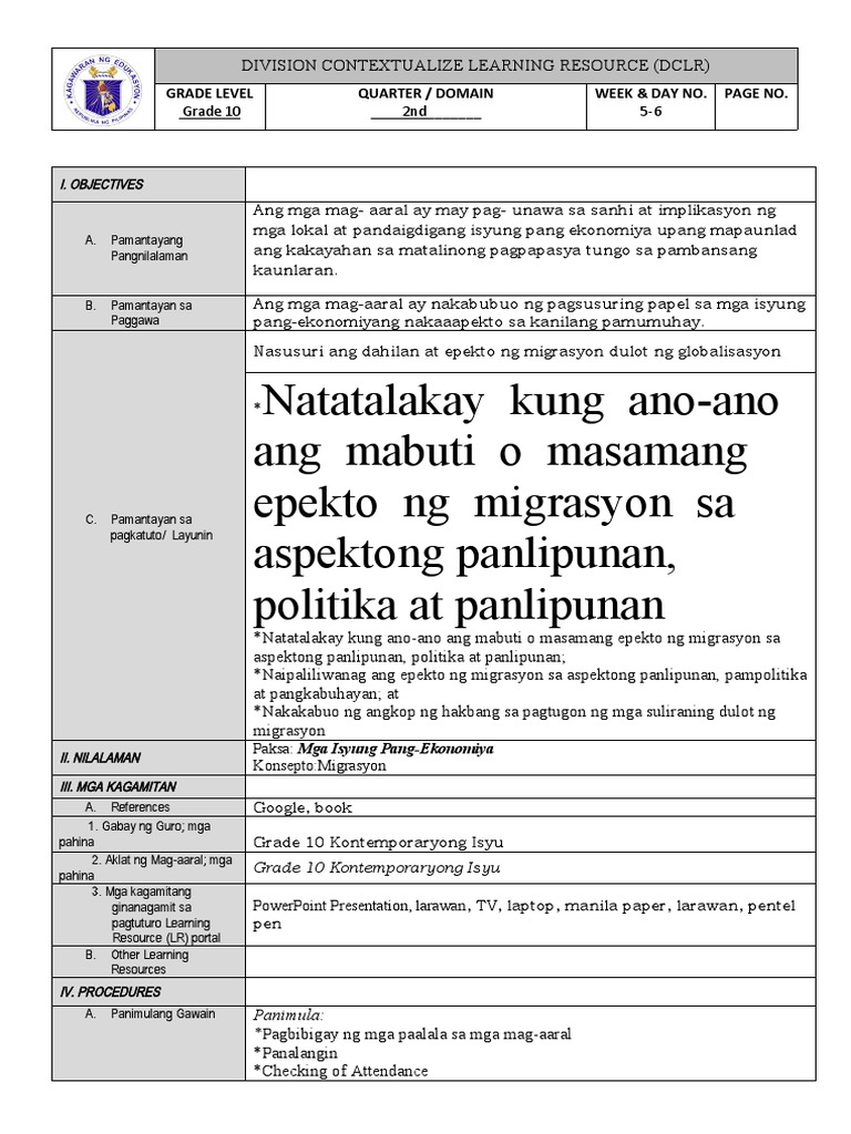 LESSON PLAN 2nd QUARTER WEEK 5 6 PDF