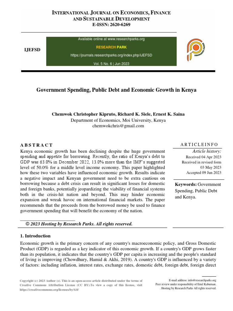 Government Spending, Public Debt and Economic Growth in Kenya | PDF ...