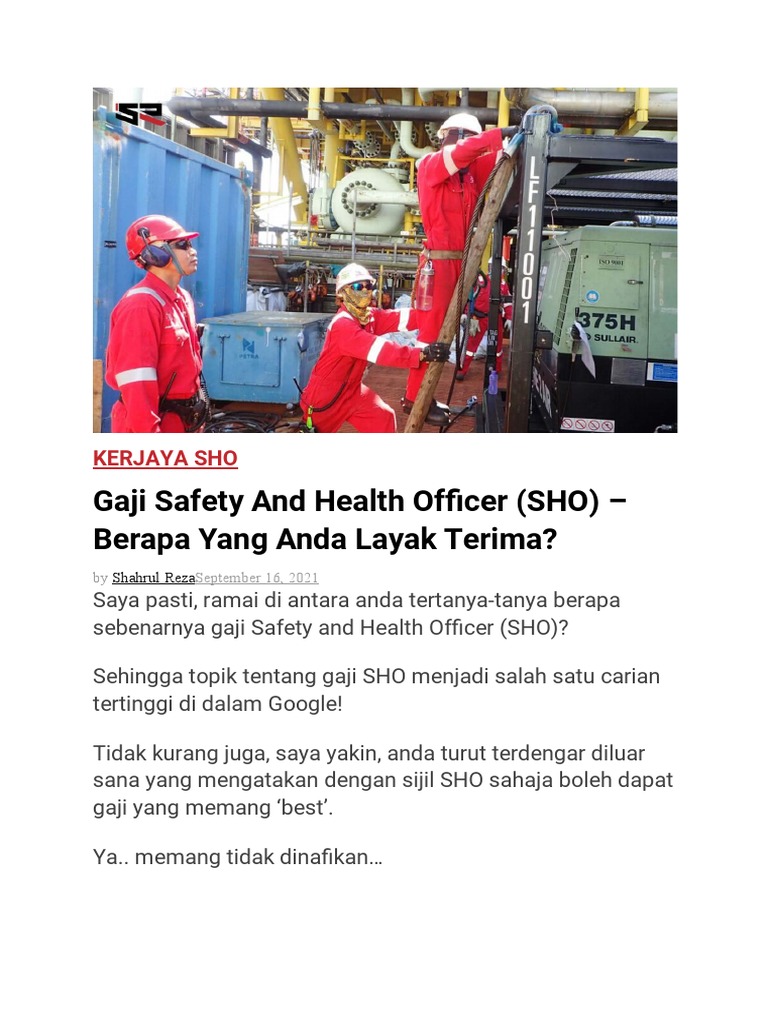 Gaji Safety and Health Officer (SHO) PDF