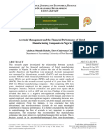 Accruals Management and The Financial Performance of Listed Manufacturing Companies in Nigeria