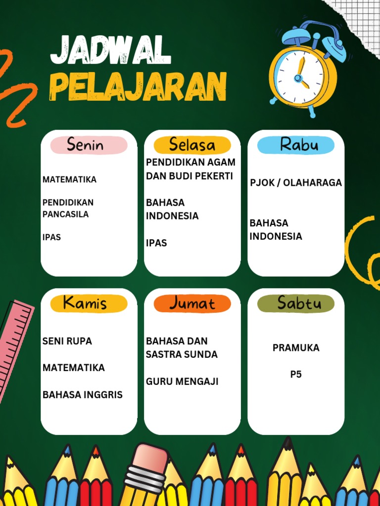 Hijau Ilustrasi Jadwal Pelajaran | PDF