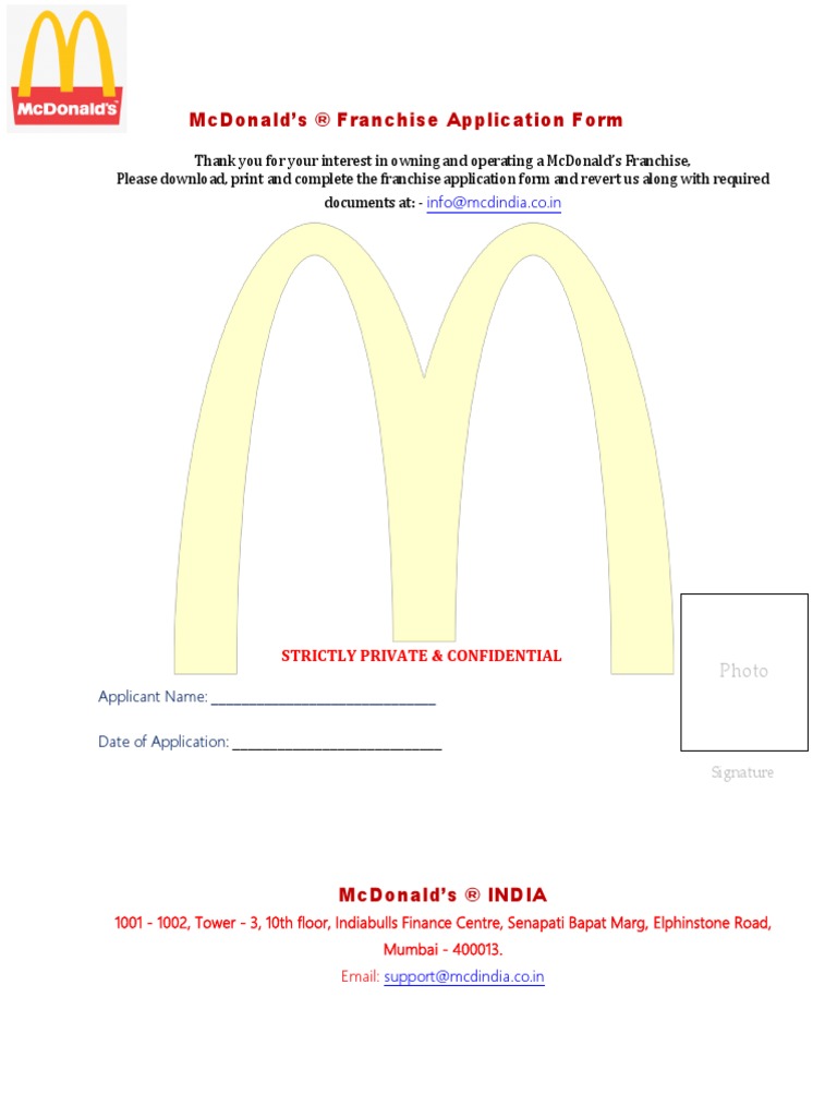 mcdonald's franchise application form | pdf | finance & money