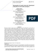 Analysis of Factors Responsible For Gender Gap in The Appointment of Vice-Chancellors in Universities in Nigeria