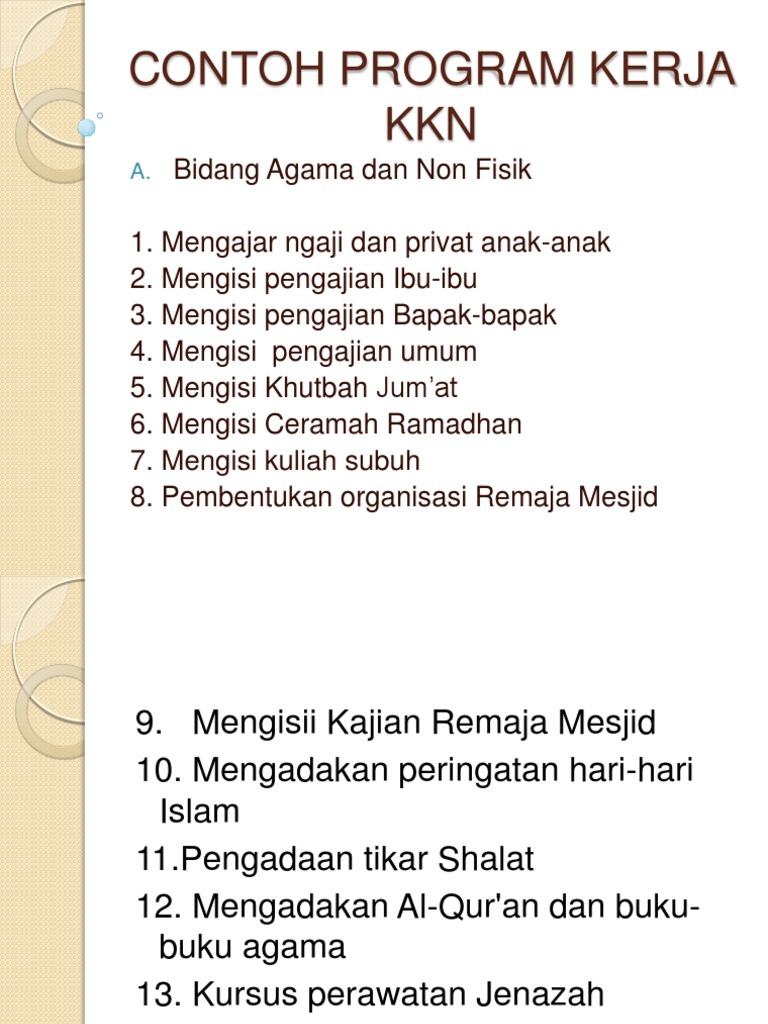 Contoh Program Kerja Kkn