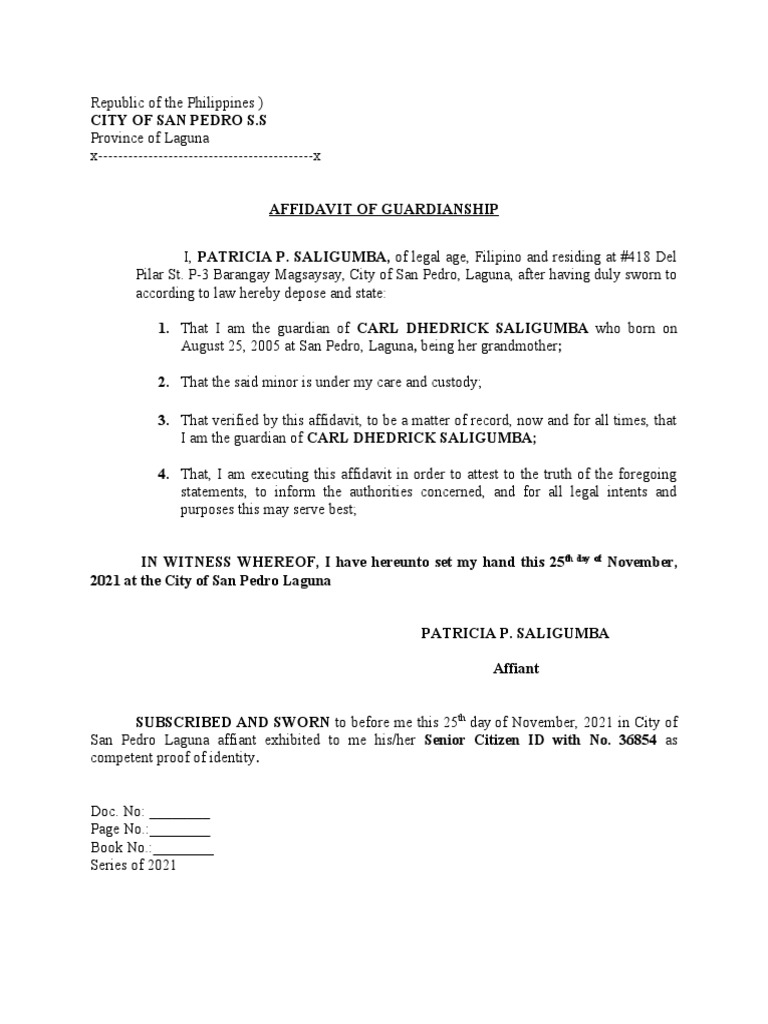 Affidavit of Guardianship PASSPORT PDF