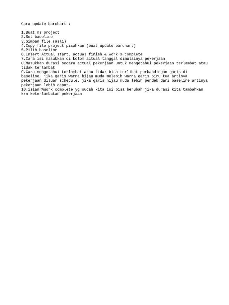 Cara update barchart ms project pdf