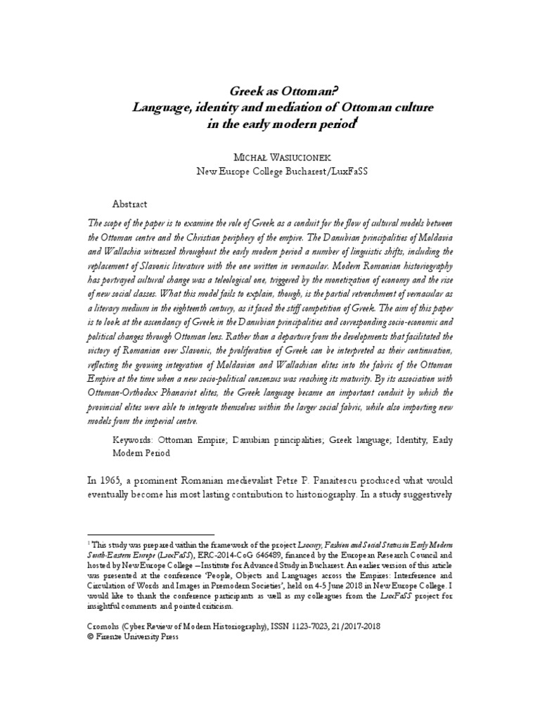 Greek As Ottoman Language Identity and M PDF