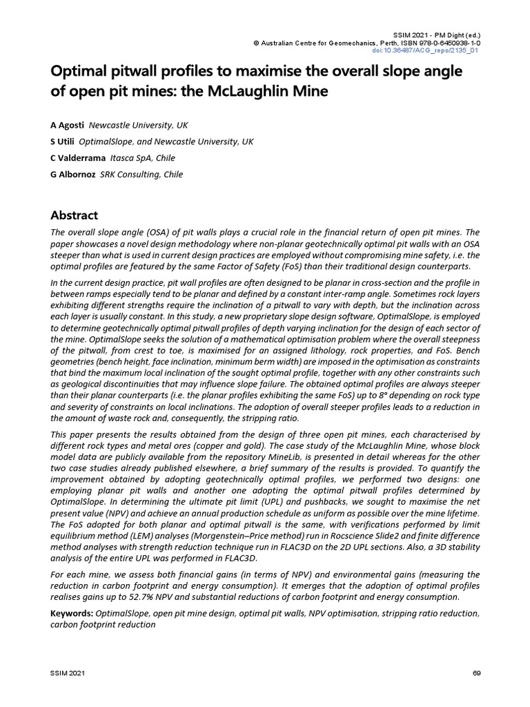 Optimal Pitwall Profiles for Mining Efficiency | PDF | Science ...