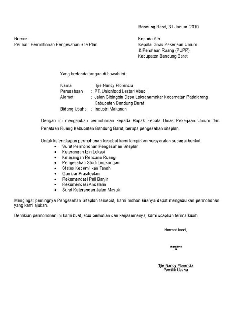 Contoh surat pupr pdf