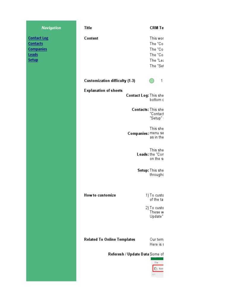CRM Template PDF Microsoft Excel Information Technology