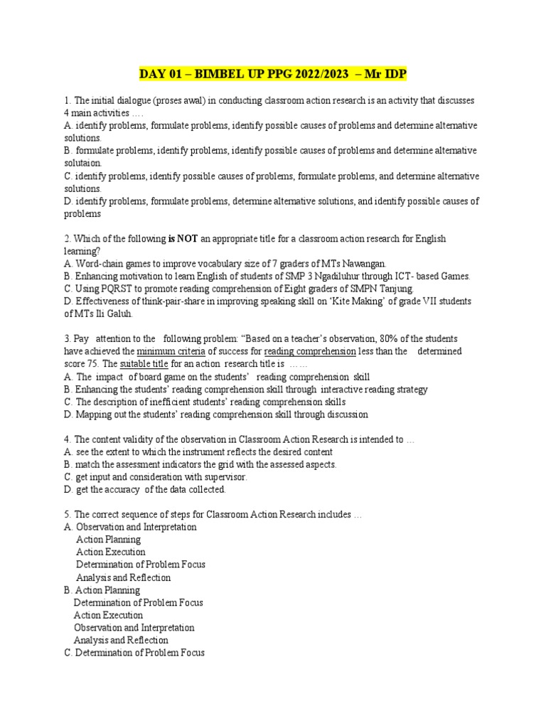 MR IDP CLASS - KJ Dan Pemb. EXERCISE 01 | PDF | Reading Comprehension ...