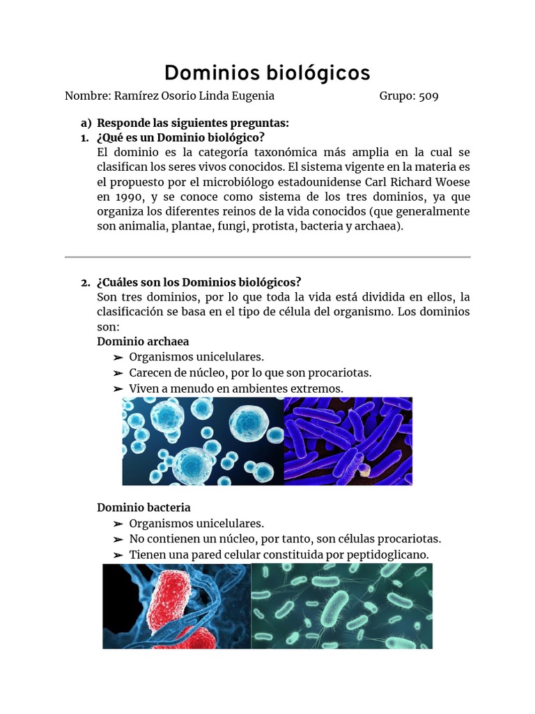 Dominios Biológicos - RamírezOsorioLinda | PDF | Biología Celular) | Archaea