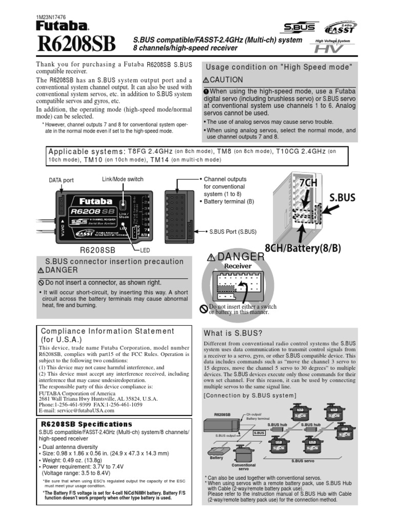 Futaba 純正R6208SB 8ch R6208SB (FASST/S.Bus) – FutabaUSA