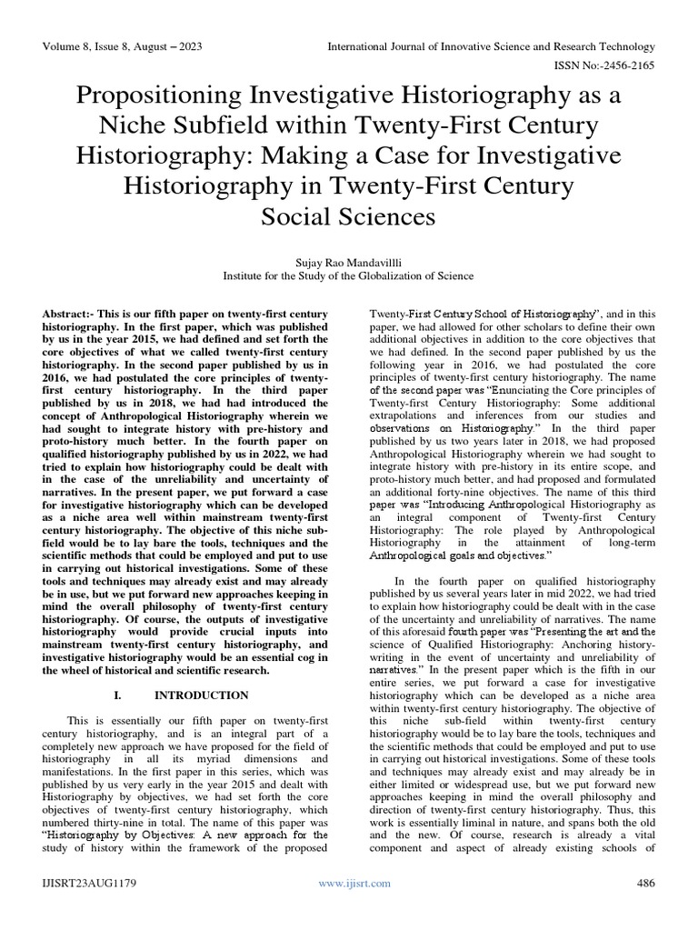 Investigative Historiography in 21st Century | PDF | Methodology | Science