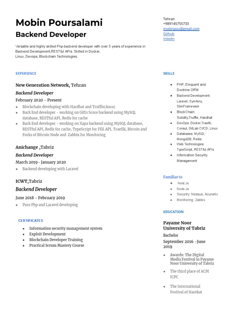 Mobin CV | PDF