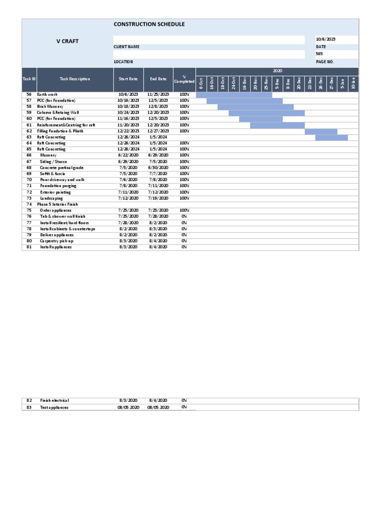 Construction Schedule TemplateLab | PDF
