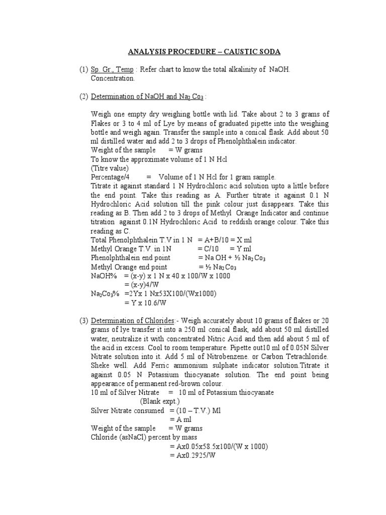Caustic Soda PDF Chemistry Titration