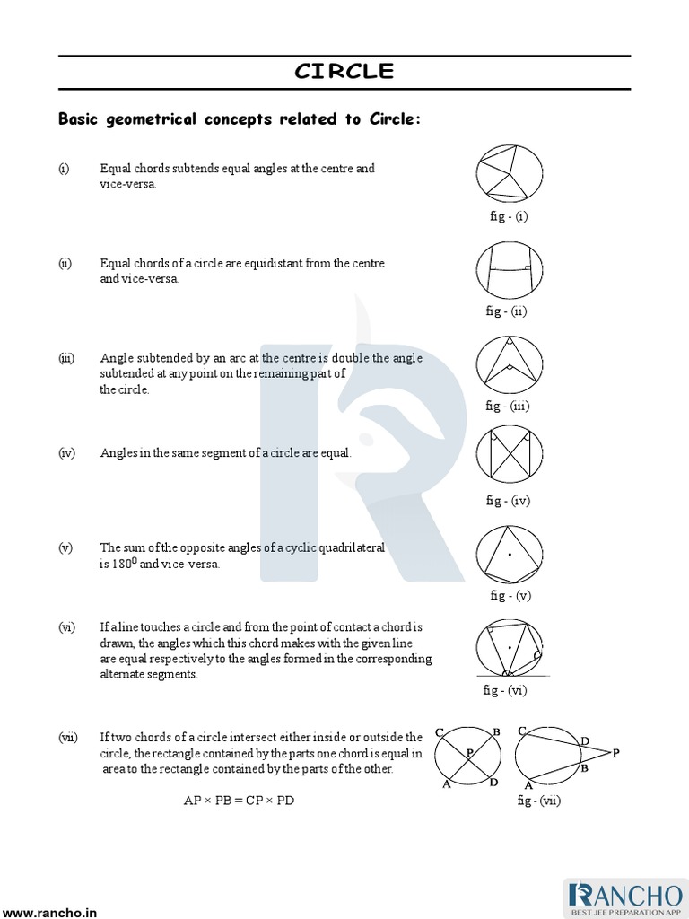 Circle - Chapter Notes | PDF