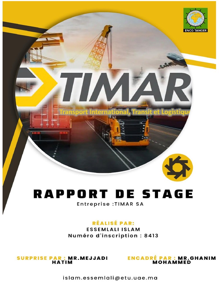 Rapport de stage chez TIMAR Tanger | PDF | Affaires | Technologie et ...