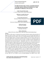 Investigation of Preventive Practices and Perception of Cervical Cancer Among Female Students at The Polytechnic in Ibadan, Oyo State