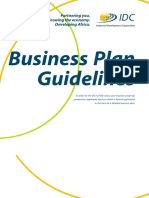 Business Plan Guidelines: Partnering You. Growing The Economy. Developing Africa