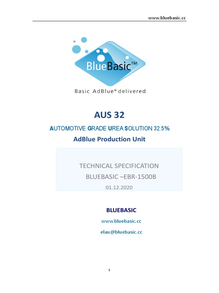 AdBlue Production Unit Specifications | PDF | Water Purification | Water
