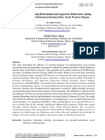 Variables of Learning Environment and Aggressive Behaviours Among Secondary School Students in Katsina State, North Western Nigeria.