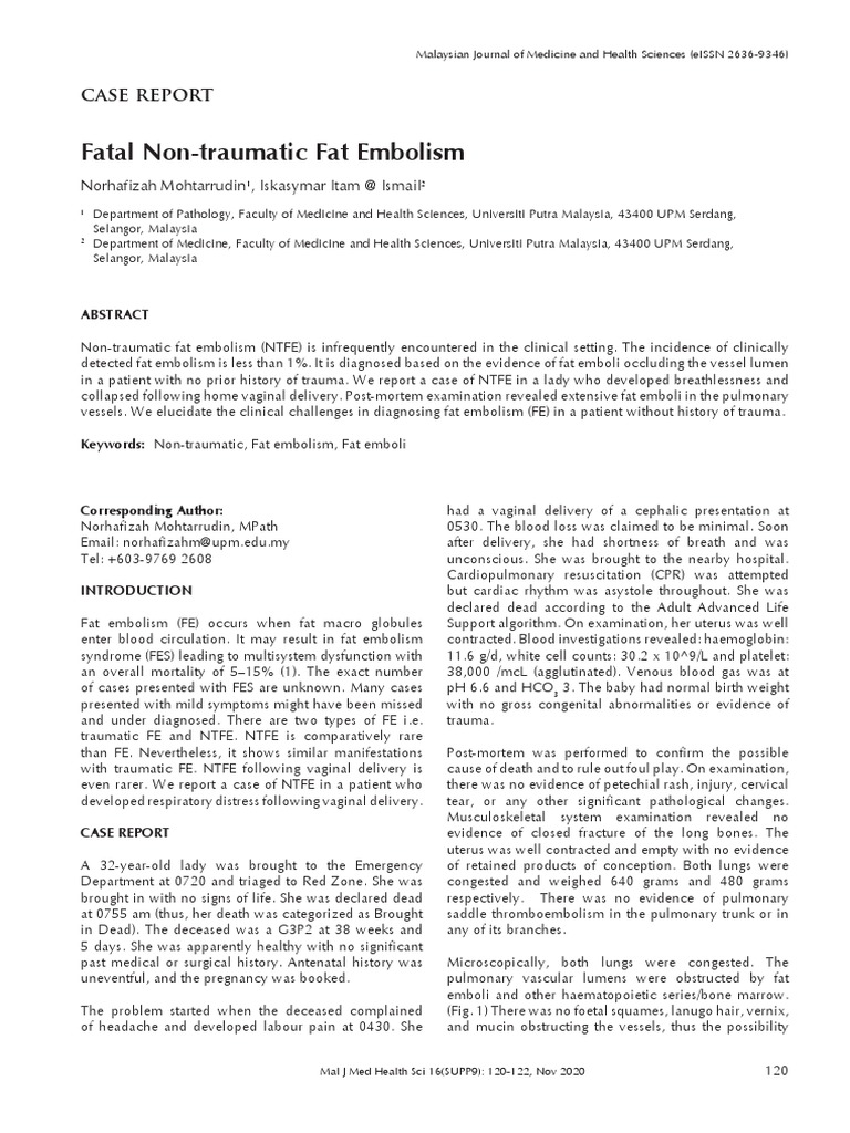 Fat Embolism | PDF | Embolism | Cardiopulmonary Resuscitation