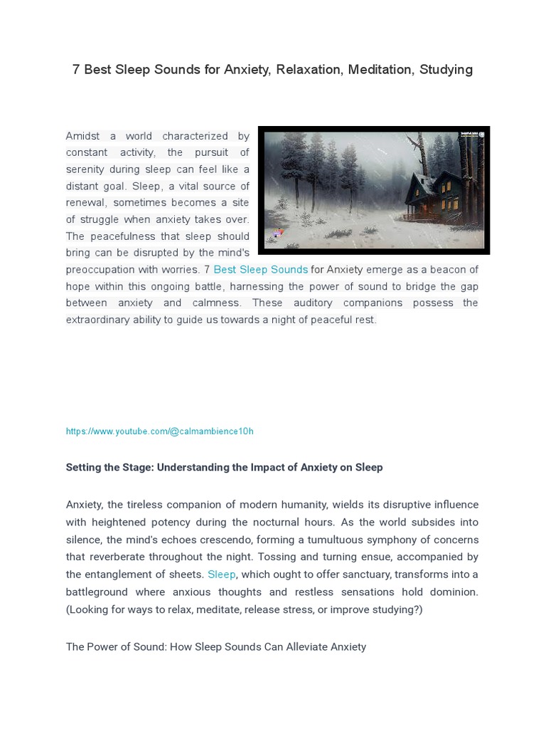 7 Best Sleep Sounds For Anxiety, Relaxation, Meditation, Studying PDF