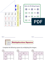 Intergers Exercises (Multiplication and Division)