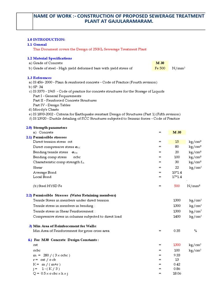 Design of 250KL STP Structural Elements | PDF | Reinforced Concrete ...