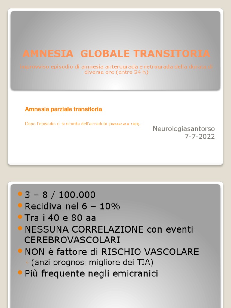 Amnesia Globale Transitoria PDF