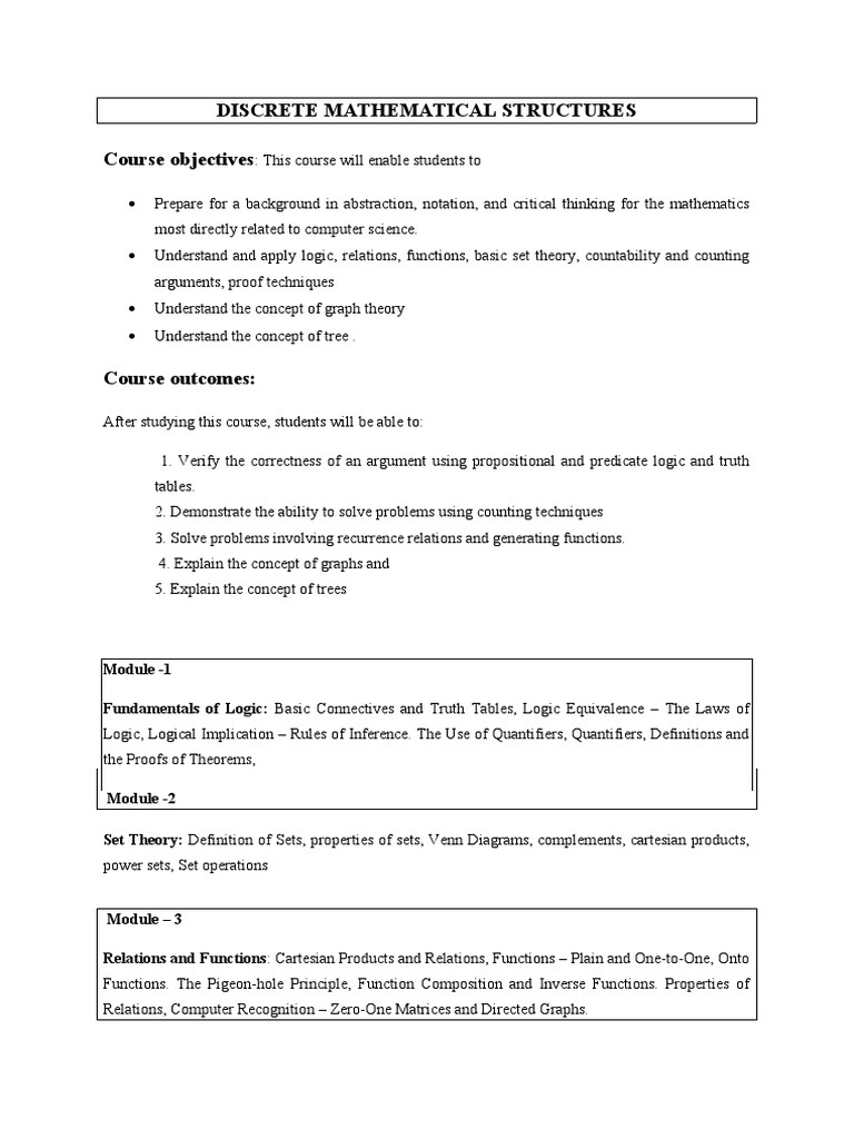 Discrete Mathematical Structures | PDF | Discrete Mathematics | Mathematics