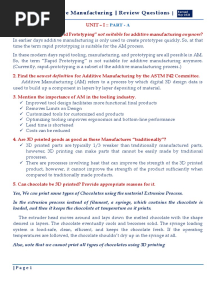 Additive Manufacturing - Question Bank With Answers - May 2023