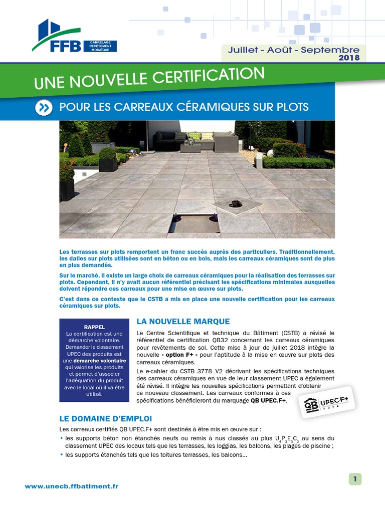 Certification QB Upec.f+ Carreaux Ceramiques Exterieurs PDF