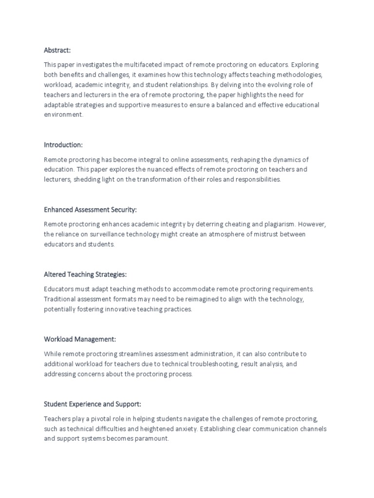 Impact of Remote Proctoring on Educators | PDF