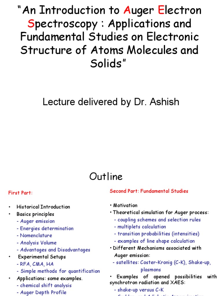 An Introduction To Auger Electron Spectros Pdf Quantum Mechanics
